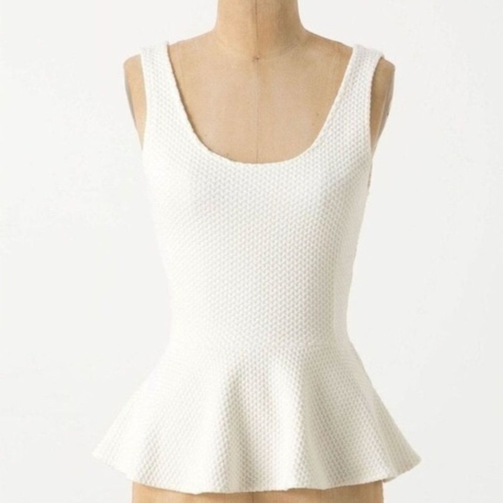 Anthropologie X Ganni Peplum top white size m